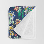 Vibrant paisley print on dark Throw Blanket Gallery Image 3