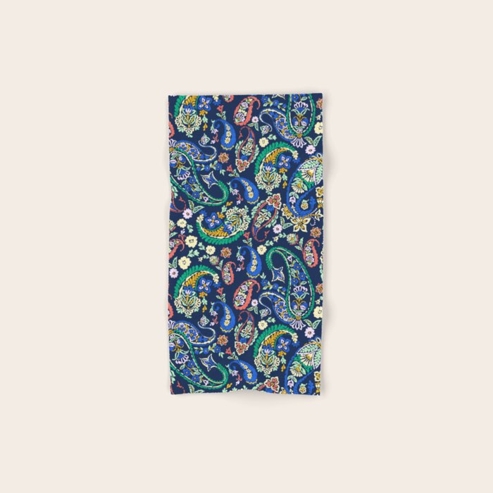 Vibrant paisley print on dark Bath Towel Gallery Image 1