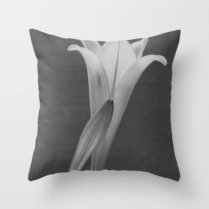 Tulip Blossoms floral black and white photography / photograph Throw Pillow Gallery Image 6