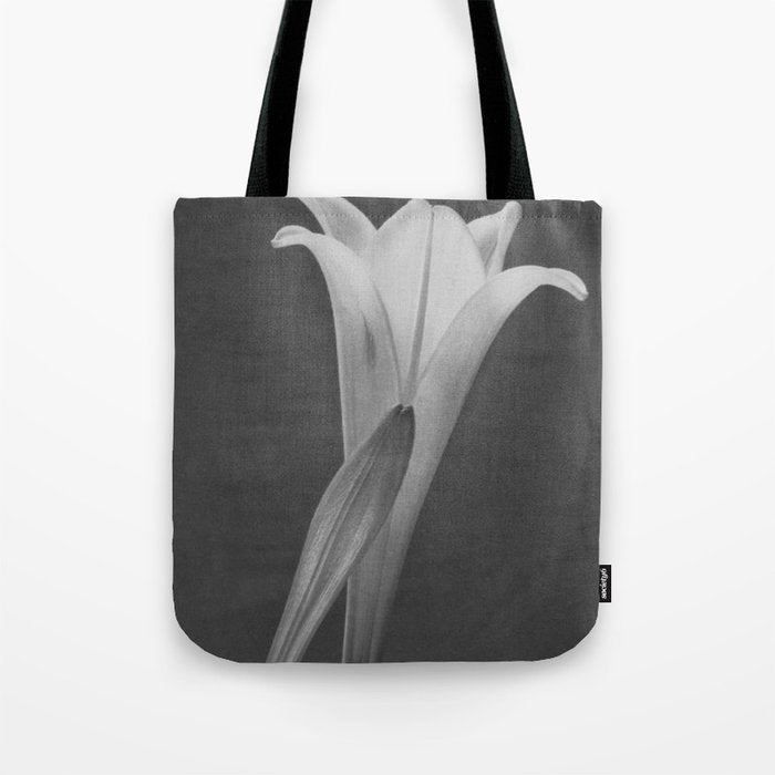 Tulip Blossoms floral black and white photography / photograph Tote Bag Gallery Image 1