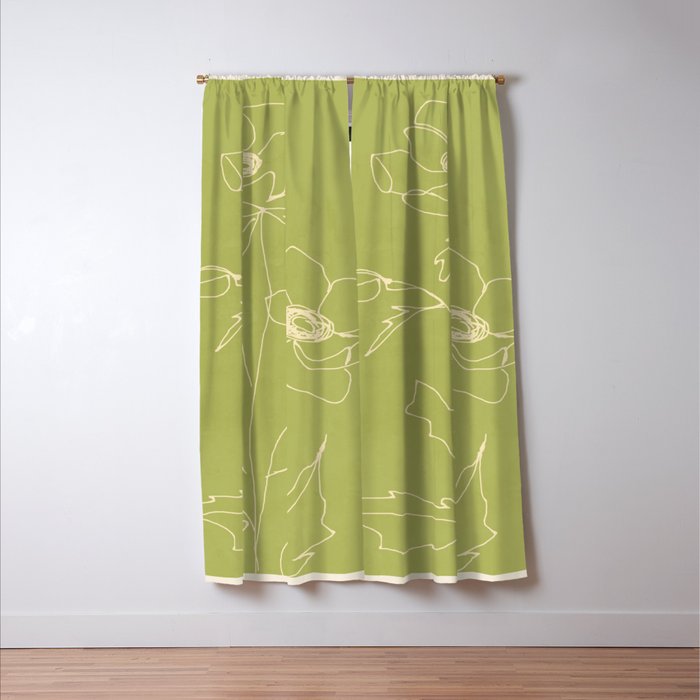 Line Drawing Flowers 2 Window Curtain Gallery Image 3
