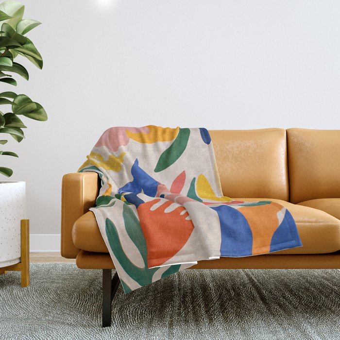 Matisse Style Abstract Cut Outs Illustrations Throw Blanket Gallery Image 1