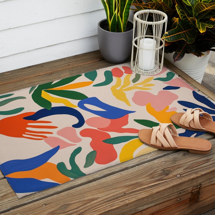 Matisse Style Abstract Cut Outs Illustrations Outdoor Rug Gallery Image 2