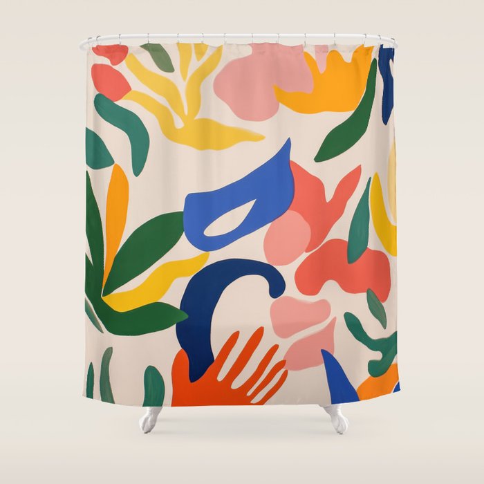 Matisse Style Abstract Cut Outs Illustrations Shower Curtain Gallery Image 1