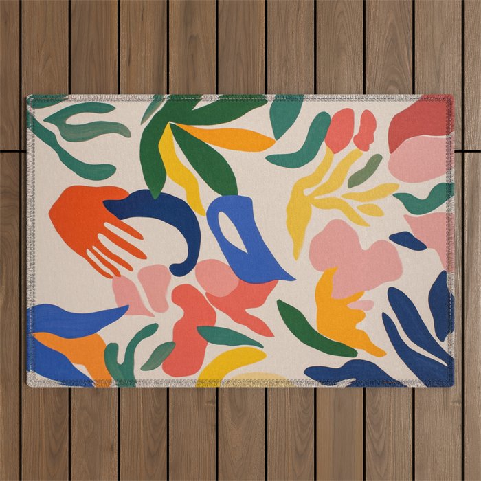 Matisse Style Abstract Cut Outs Illustrations Outdoor Rug Gallery Image 1