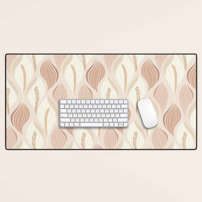 Minimalistic flow Peace lily soft peach Desk Mat Gallery Image 1