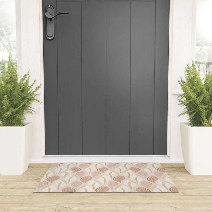 Minimalistic flow Peace lily soft peach Welcome Mat Gallery Image 3
