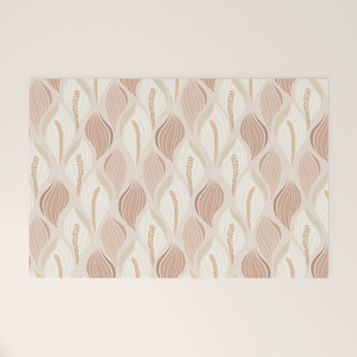 Minimalistic flow Peace lily soft peach Welcome Mat Gallery Image 1