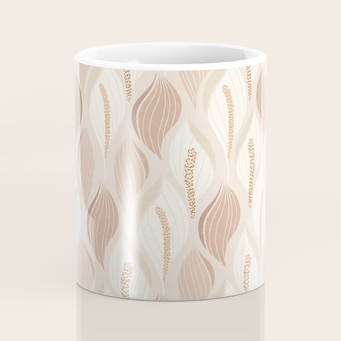 Minimalistic flow Peace lily soft peach Coffee Mug Gallery Image 4