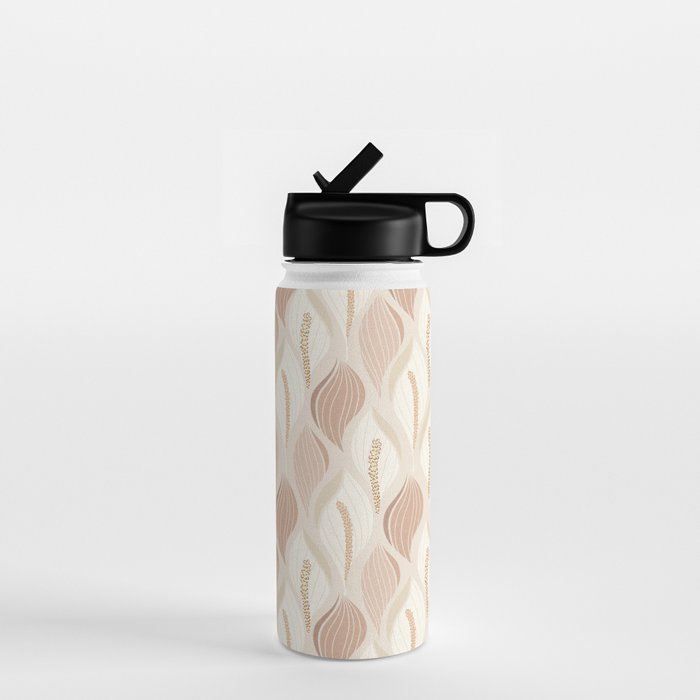 Minimalistic flow Peace lily soft peach Water Bottle Gallery Image 1