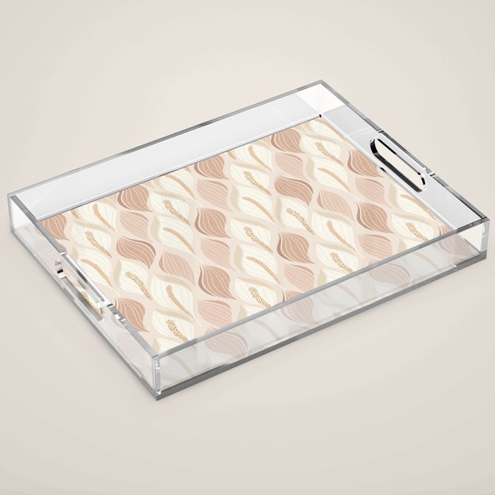 Minimalistic flow Peace lily soft peach Acrylic Tray Gallery Image 1