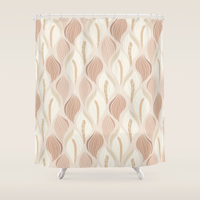Minimalistic flow Peace lily soft peach Shower Curtain Gallery Image 1