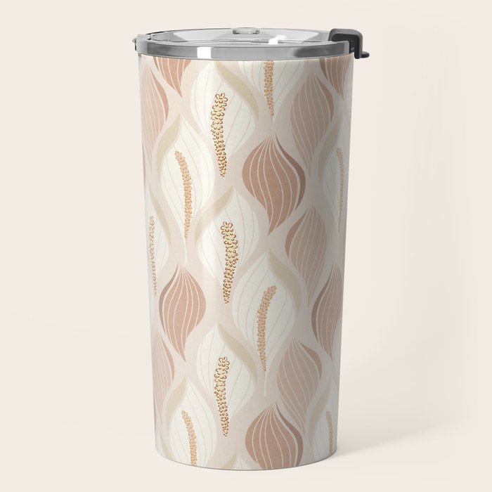 Minimalistic flow Peace lily soft peach Travel Mug Gallery Image 2