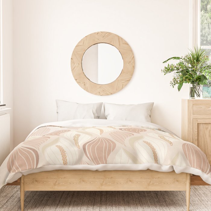 Minimalistic flow Peace lily soft peach Duvet Cover Gallery Image 3