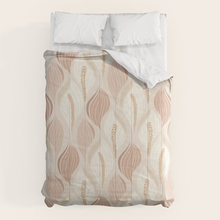 Minimalistic flow Peace lily soft peach Comforter Gallery Image 6