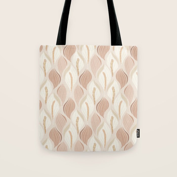 Minimalistic flow Peace lily soft peach Tote Bag Gallery Image 1