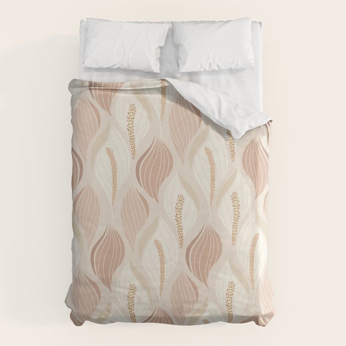 Minimalistic flow Peace lily soft peach Duvet Cover Gallery Image 1