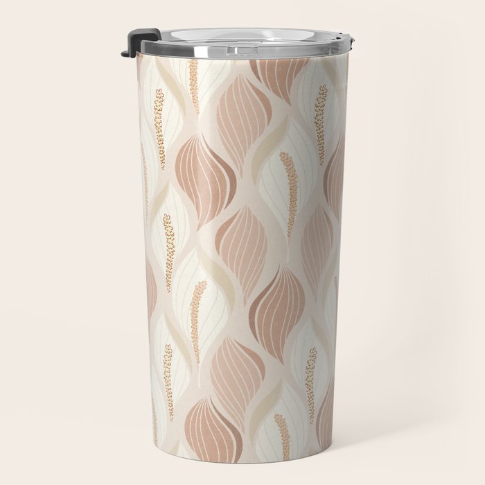 Minimalistic flow Peace lily soft peach Travel Mug Gallery Image 3