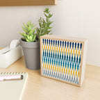 Boho, Geometric Pattern, Blue, Teal, Yellow and Gray Mini Art Print Gallery Image 2