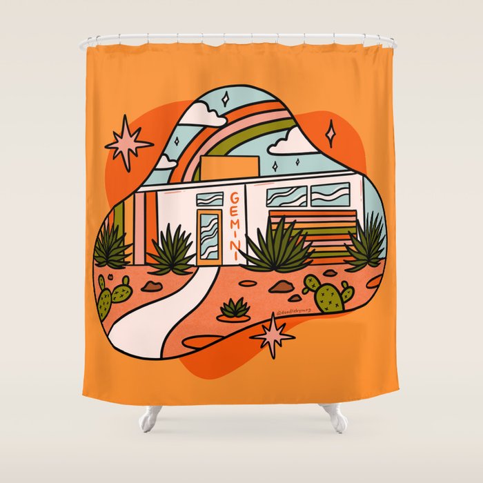 Gemini Mid Century House Shower Curtain Gallery Image 1