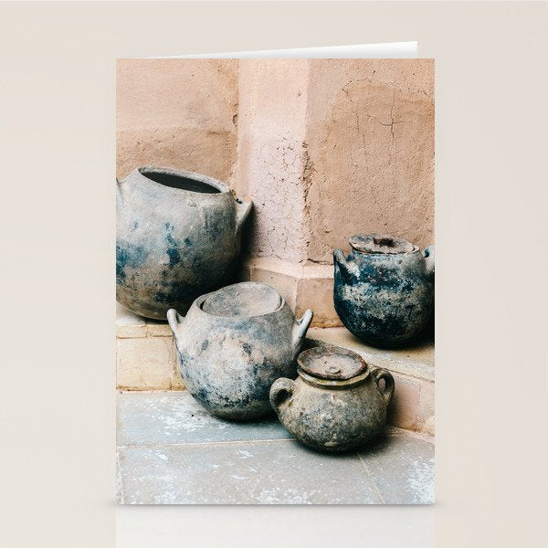 Pottery in earth tones | Ourika Marrakech Morocco | Still life photography Stationery Card Gallery Image 2