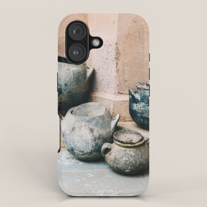 Pottery in earth tones | Ourika Marrakech Morocco | Still life photography iPhone Case Gallery Image 1