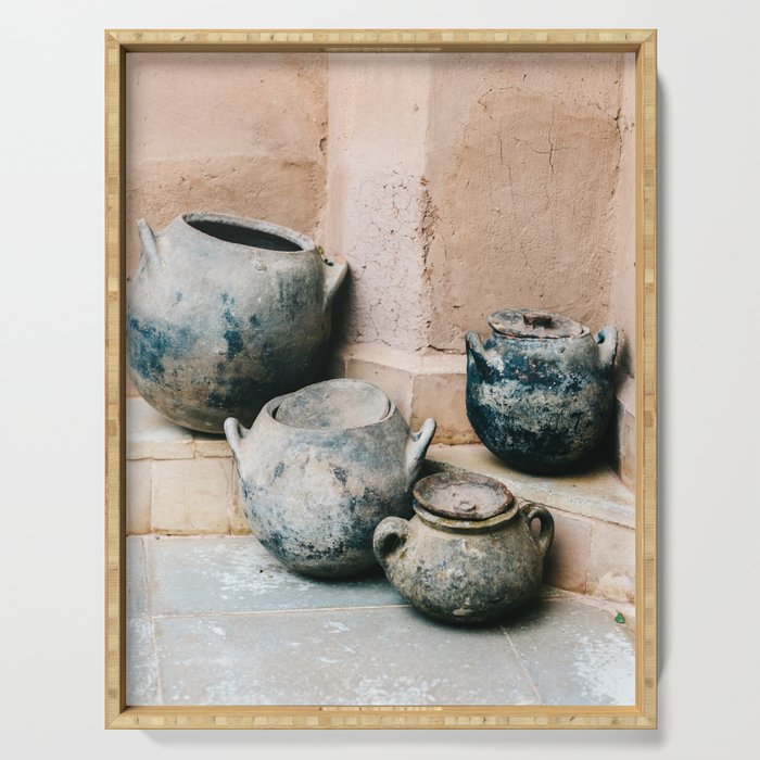 Pottery in earth tones | Ourika Marrakech Morocco | Still life photography Serving Tray Gallery Image 1