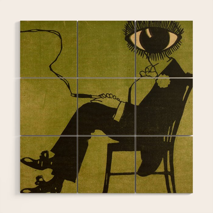 Green Eye Suit Man - Le Temoin Wood Wall Art Gallery Image 1