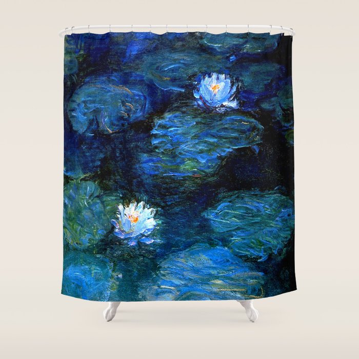 monet water lilies 1899 blue Teal Shower Curtain Gallery Image 1