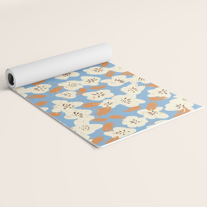 Bold flowers in my garden on chalky blue Yoga Mat Gallery Image 2