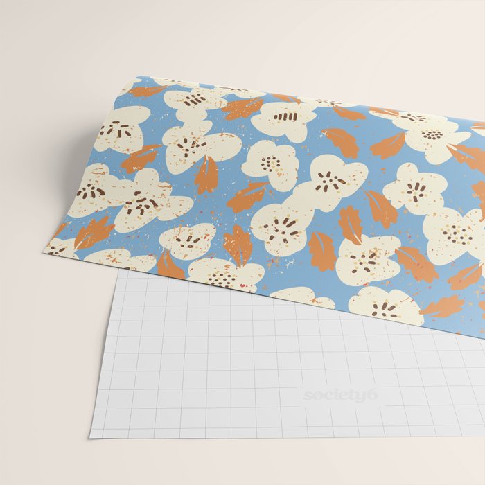Bold flowers in my garden on chalky blue Wrapping Paper Gallery Image 2
