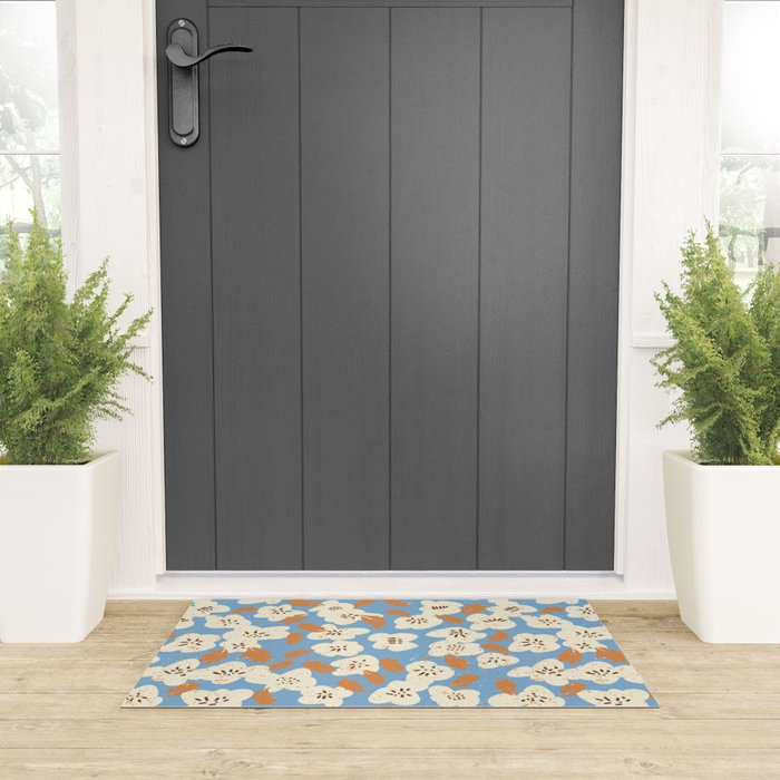 Bold flowers in my garden on chalky blue Welcome Mat Gallery Image 3