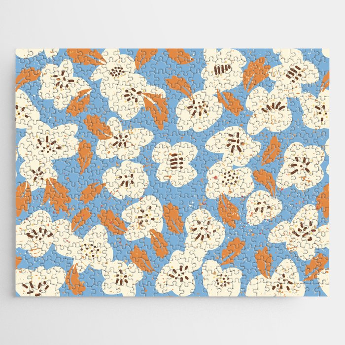 Bold flowers in my garden on chalky blue Jigsaw Puzzle Gallery Image 1