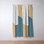 Halfmoon Colorblock - White Blue on Gold Window Curtain Gallery Image 3