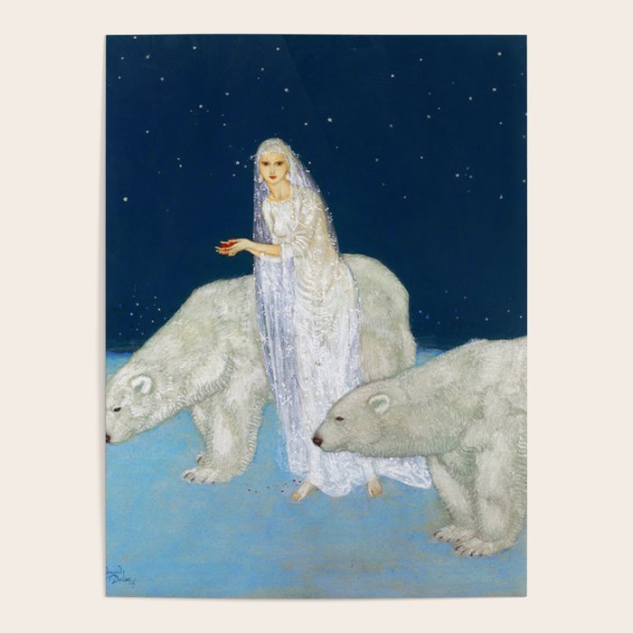 The Bride and the Polar Bears, The Ice Maiden fairy tale portrait painting by Edmund Dulac   Poster Gallery Image 4