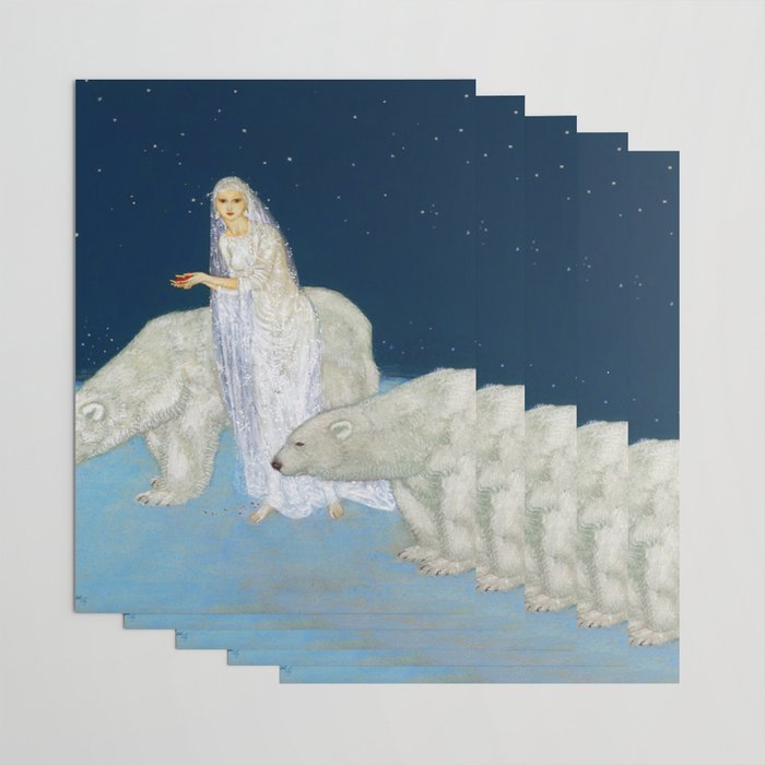 The Bride and the Polar Bears, The Ice Maiden fairy tale portrait painting by Edmund Dulac   Wrapping Paper Gallery Image 3