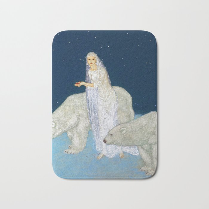 The Bride and the Polar Bears, The Ice Maiden fairy tale portrait painting by Edmund Dulac   Bath Mat Gallery Image 1