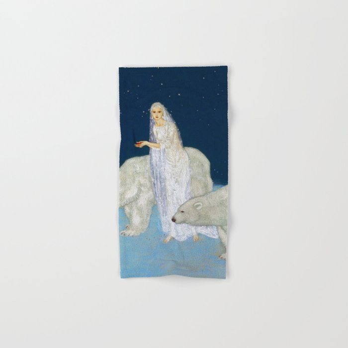 The Bride and the Polar Bears, The Ice Maiden fairy tale portrait painting by Edmund Dulac   Bath Towel Gallery Image 1