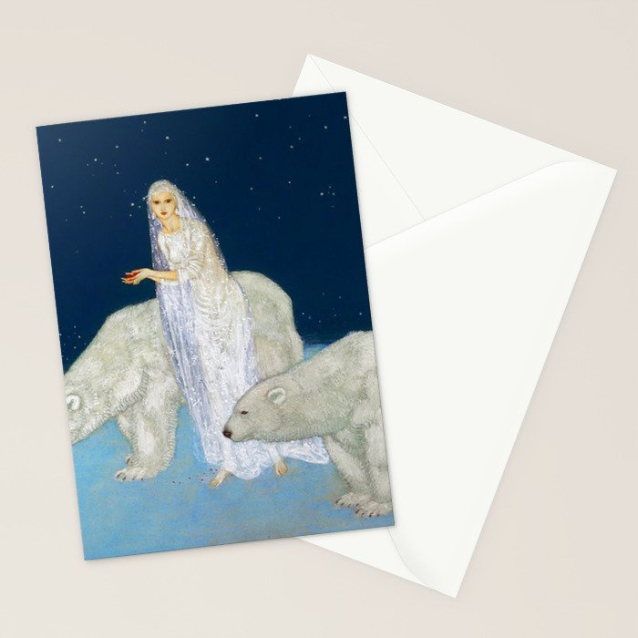 The Bride and the Polar Bears, The Ice Maiden fairy tale portrait painting by Edmund Dulac   Stationery Card Gallery Image 2