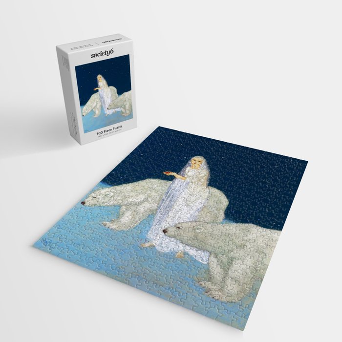The Bride and the Polar Bears, The Ice Maiden fairy tale portrait painting by Edmund Dulac   Jigsaw Puzzle Gallery Image 2