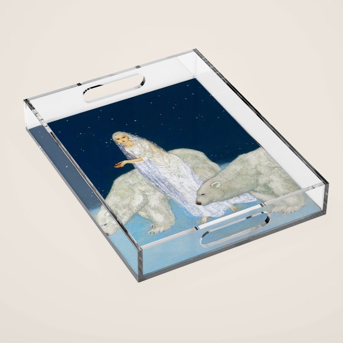 The Bride and the Polar Bears, The Ice Maiden fairy tale portrait painting by Edmund Dulac   Acrylic Tray Gallery Image 1