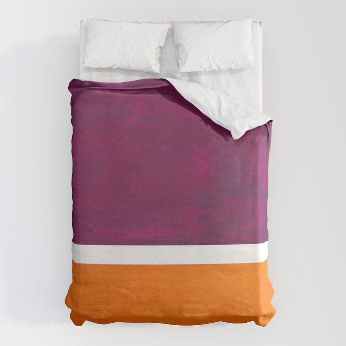 Purple Wine Yellow OchreMid Century Modern Abstract Minimalist Rothko Color Field Squares Duvet Cover Gallery Image 6
