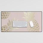 Glam, Pineapple Art, Pink Aesthetic with Gold Desk Mat Gallery Image 1