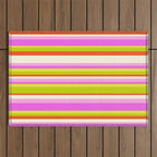 Classic Stripes XVIII - Y2K Pink and Green Outdoor Rug Gallery Image 1