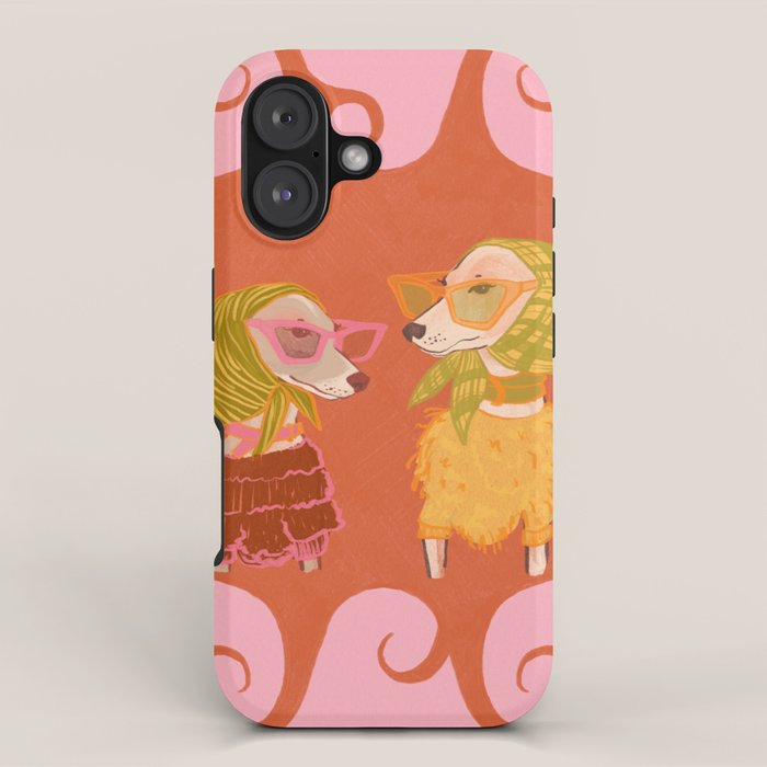 Retro Fashion Dogs with Sunglasses - Pink iPhone Case Gallery Image 1