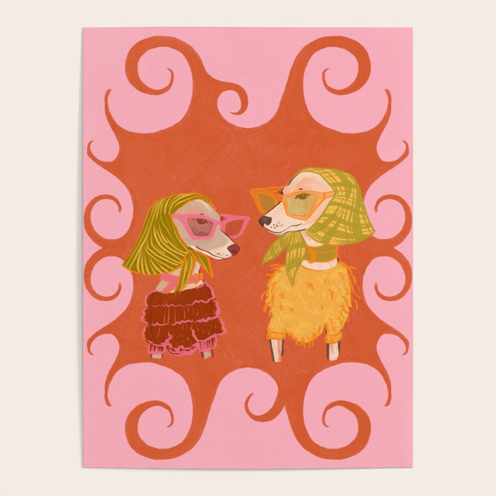 Retro Fashion Dogs with Sunglasses - Pink Poster Gallery Image 4