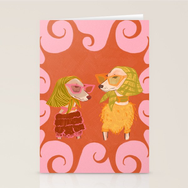 Retro Fashion Dogs with Sunglasses - Pink Stationery Card Gallery Image 1