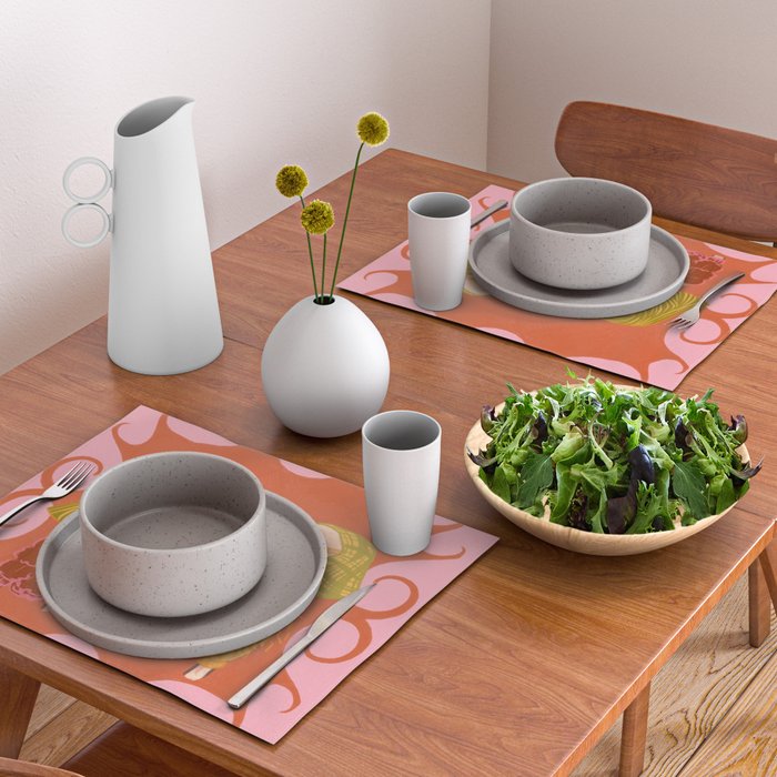 Retro Fashion Dogs with Sunglasses - Pink Placemat Gallery Image 2