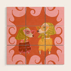 Retro Fashion Dogs with Sunglasses - Pink Wood Wall Art Gallery Image 1