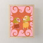 Retro Fashion Dogs with Sunglasses - Pink Mini Art Print Gallery Image 1